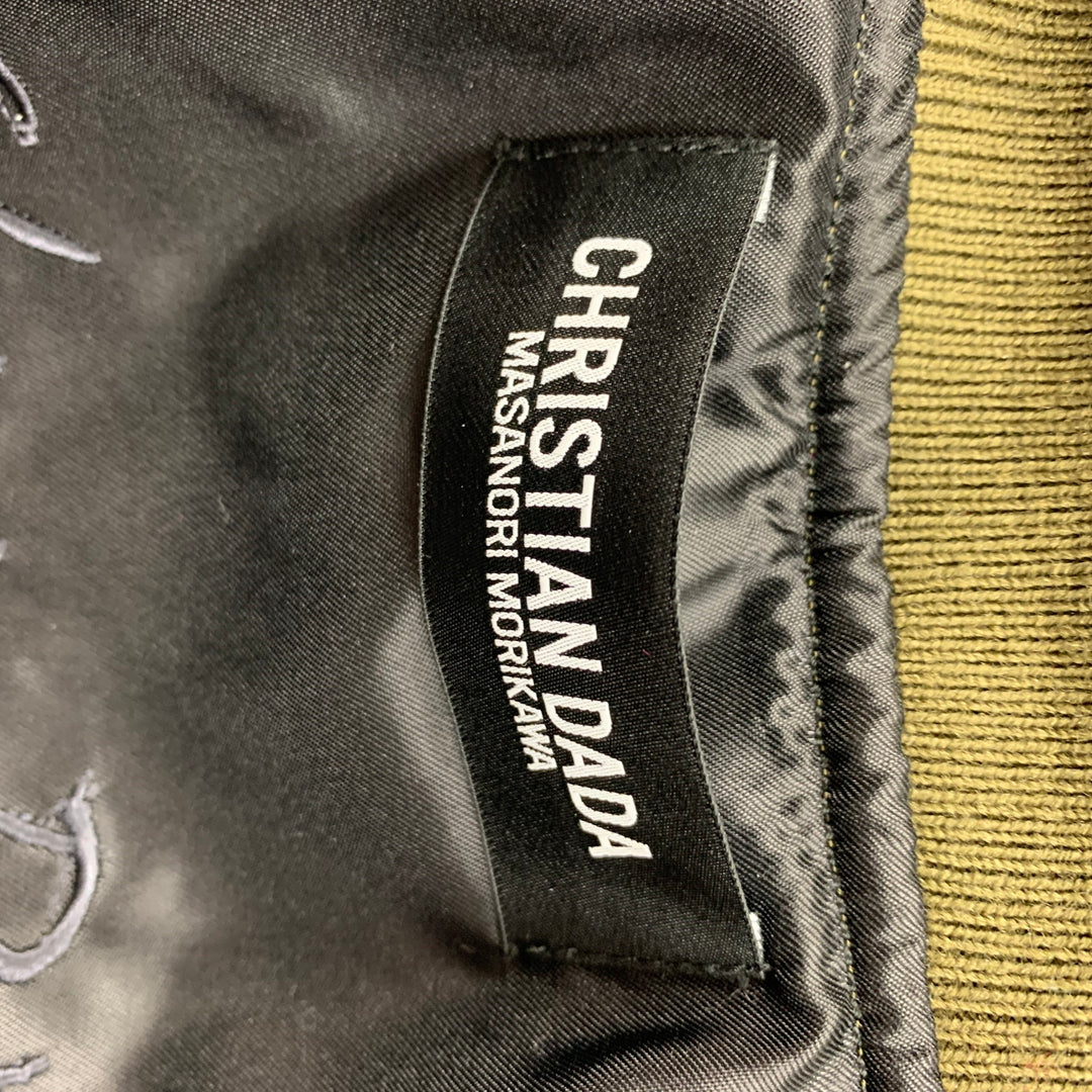 CHRISTIAN DADA FW 19 Size 36 Olive Gold Embroidery Cotton Velvet Jacket