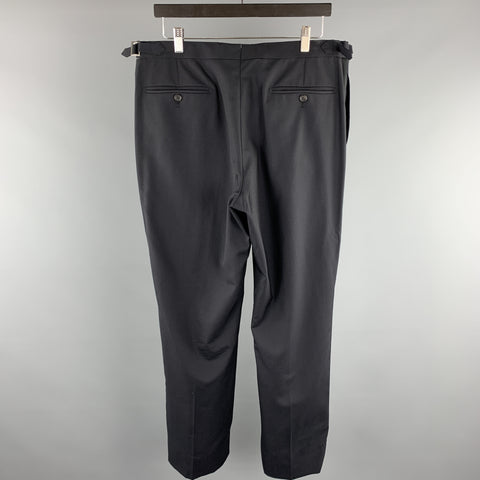 DUNHILL Size 34 Black Solid Wool Tuxedo Dress Pants
