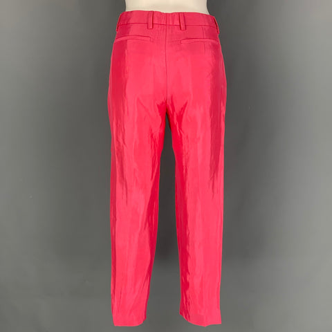 DRIES VAN NOTEN Taille 4 Pantalon habillé en rayonne rose mélangée à devant plat