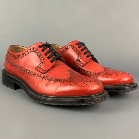 O'KEEFFE Talla 9 Zapatos con cordones y punta de ala de cuero perforado rojo