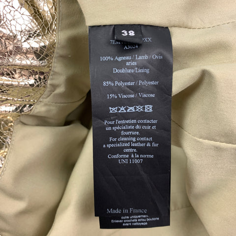 METEO Size XS Gold Leather Metallic Lamb Skin Biker Jacket