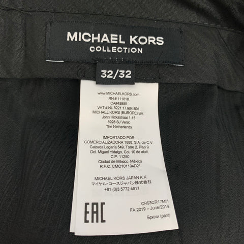 MICHAEL KORS Size 32 Black Silver Metallic Wool Lurex Zip Fly Dress Pants