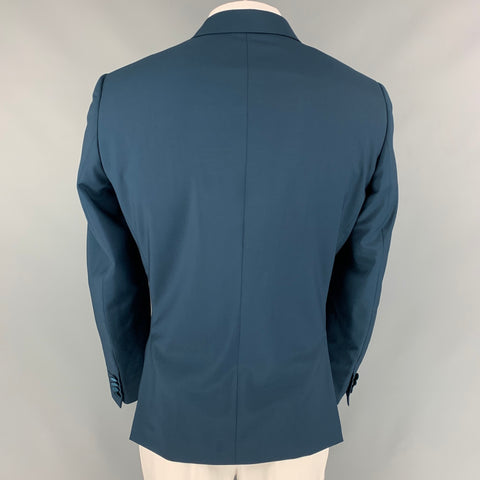 PAUL SMITH Soho Fit Size 46 Teal Wool / Mohair Peak Lapel Sport Coat