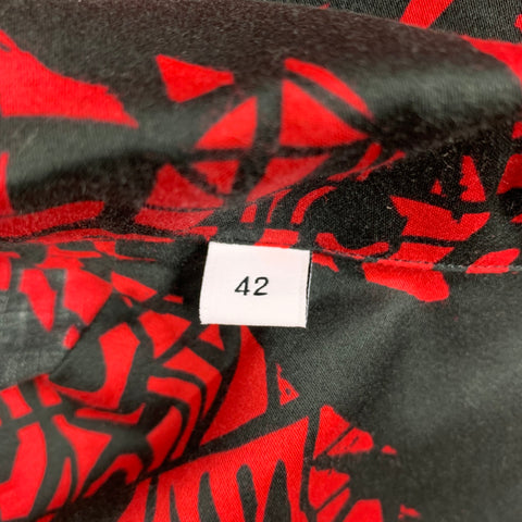 GIVENCHY Size L Black Red Print Cotton Camp Short Sleeve Shirt
