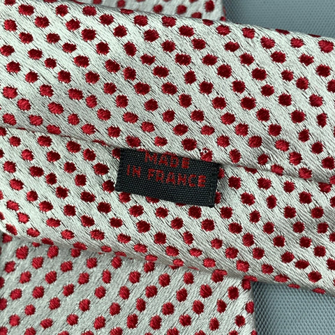 CHARVET Red Silver Dots Silk Tie