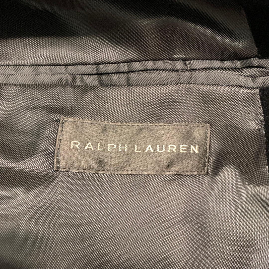 RALPH LAUREN Size 42 Black Solid Cotton Velvet Notch Lapel Sport Coat