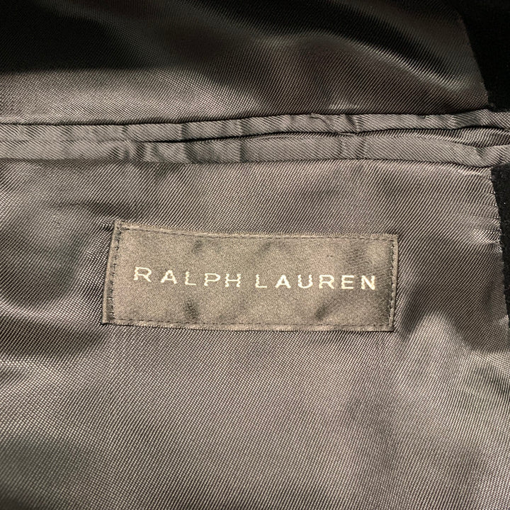 RALPH LAUREN Size 42 Black Solid Cotton Velvet Notch Lapel Sport Coat