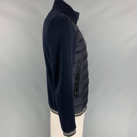 MONCLER Size XL Midnight Blue Quilted Polyamide Zip Up Jacket