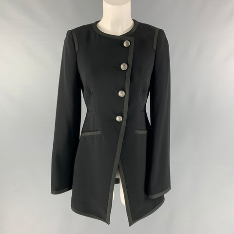 CINQ a' SEPT Chaqueta asimétrica sólida de mezcla de triacetato negro talla 4