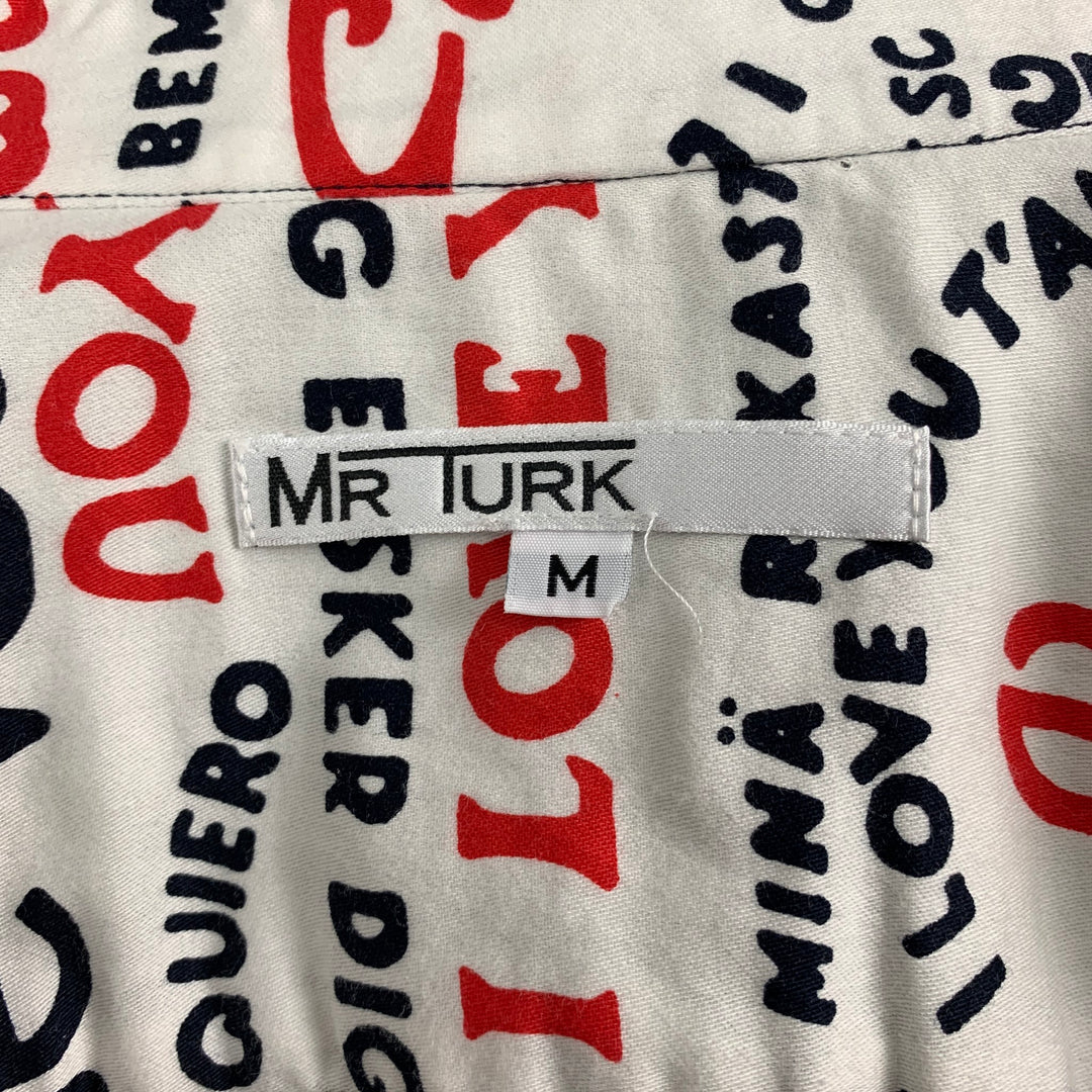 MR TURK Size M Navy White Floral Viscose Blend Button Down Short Sleeve Shirt