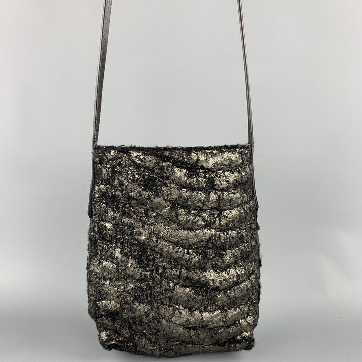 SIMONA TAGLIAFERRI Textured Grey Fabric Shoulder Handbag