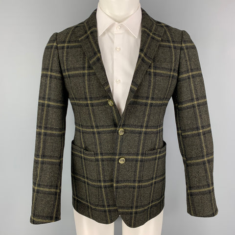 SHIPS Taille S Manteau de sport à revers à carreaux olive noir