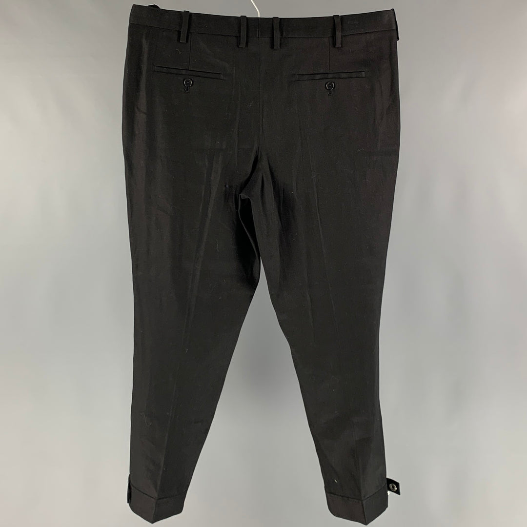 NEIL BARRETT Taille 38 Pantalon habillé à revers en coton mélangé noir
