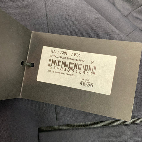 PAUL SMITH The Byard Taille 46 Manteau de sport à revers en laine noire régulière / Mohair Peak