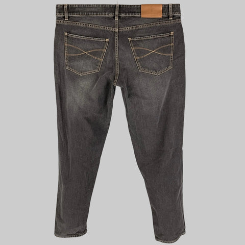 BRUNELLO CUCINELLI Size 34 Grey Distressed Cotton Regular Jeans