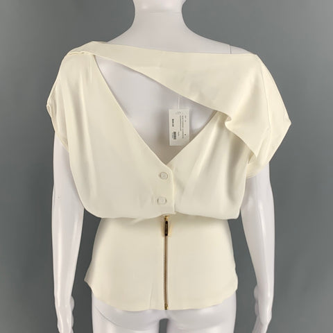 SILVIA TCHERASSI Size S White Viscose Elastane Cut Out Off-Shoulder Casual Top