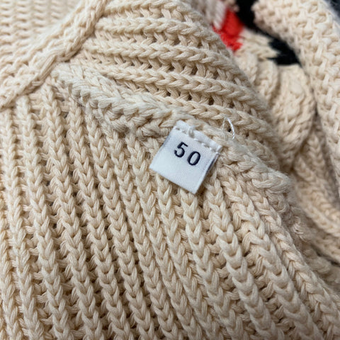 BALLANTYNE Size M Beige Knit Cotton V-Neck Cardigan