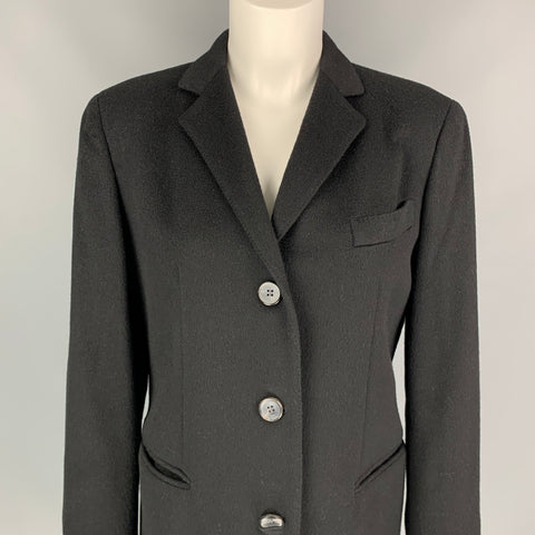 ALAN SCOTT Size 8 Black Cashmere Notch Lapel Coat