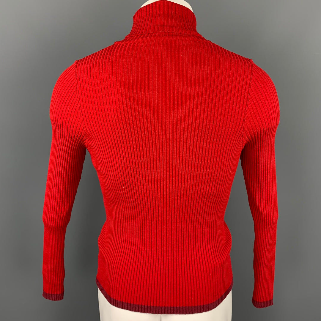 JOHN BARTLETT Size M Red Ribbed Wool Blend Turtleneck Pullover Sweater
