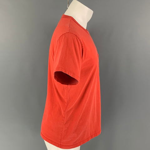 BIANCA CHANDON Size M Red Cotton Patch Pocket T-shirt
