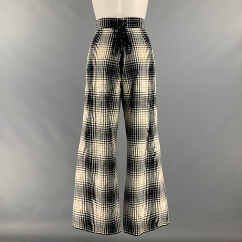 MARC JACOBS Taille 4 Pantalon décontracté marin à carreaux en coton blanc noir