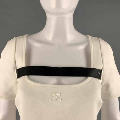 COURREGES Size 4 White Polyester Blend Short Sleeve Mini Dress