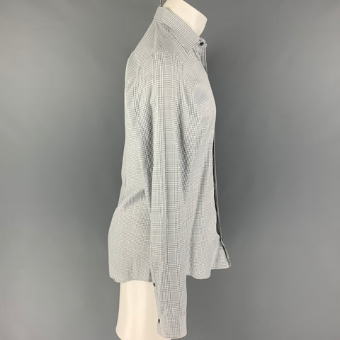 GUCCI Size S Grey White Plaid Cotton Button Up Long Sleeve Shirt