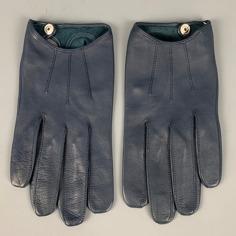 MAISON FABRE Size 8.5 Navy Lambskin Leather Gloves