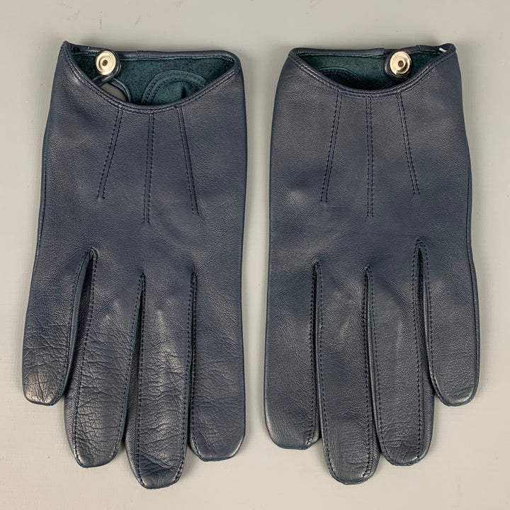 MAISON FABRE Size 8.5 Navy Lambskin Leather Gloves