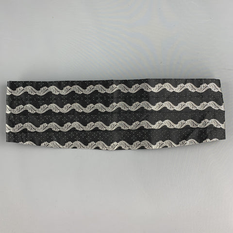 Vintage GIANNI VERSACE Size S Black & Silver Jacquard Silk Cummerbund