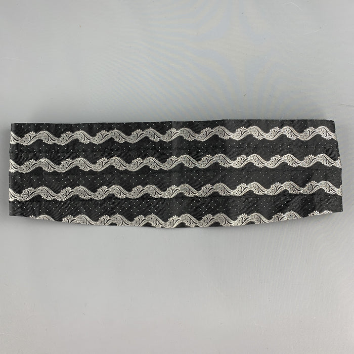 Vintage GIANNI VERSACE Size S Black & Silver Jacquard Silk Cummerbund