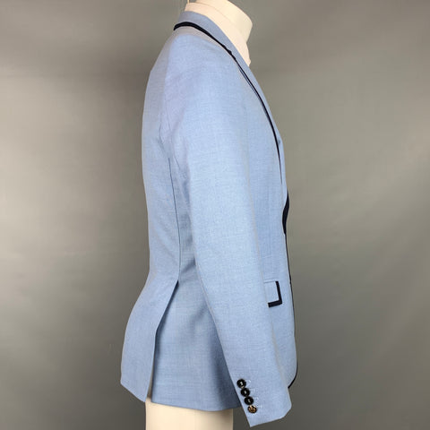 LORDS & FOOLS Size 38 Blue & Navy Woven Wool Notch Lapel Sport Coat