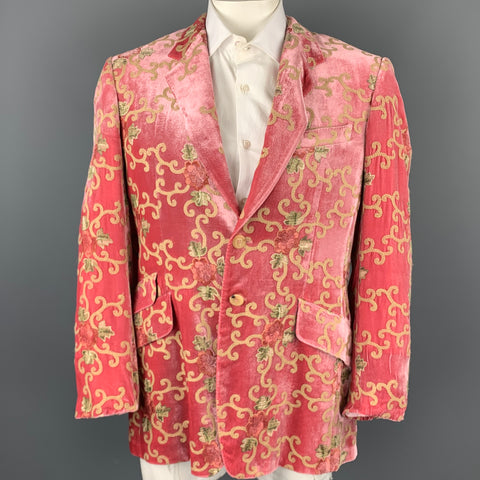 PAUL SMITH Size 42 Rose Embroidery Velvet Notch Lapel Blazer Sport Coat