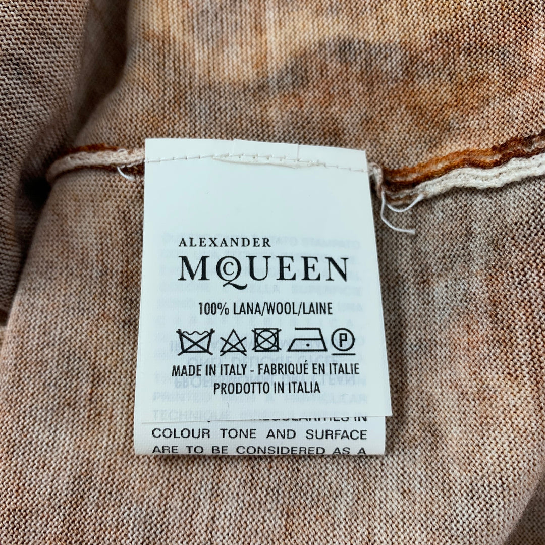 ALEXANDER MCQUEEN Size S Yellow Brown Print Wool Crew-Neck Pullover