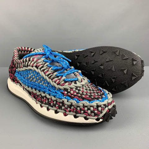 VALENTINO Talla 11 Zapatillas deportivas con cordones tejidas en varios colores morados