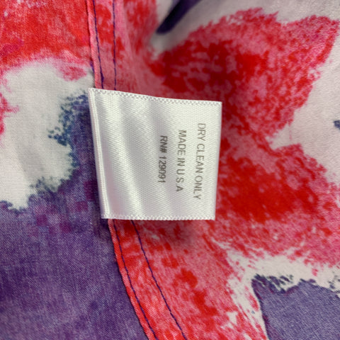 PRABAL GURUNG Size M Purple & Red Abstract Floral Cotton Short Sleeve Shirt