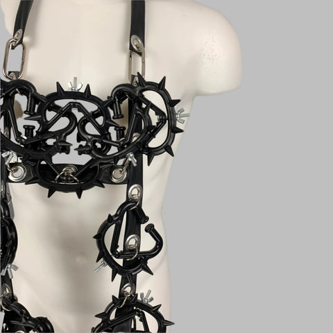 COMME des GARCONS HOMME FW 2019 Black Silver PVC Rubber Harness Necklace