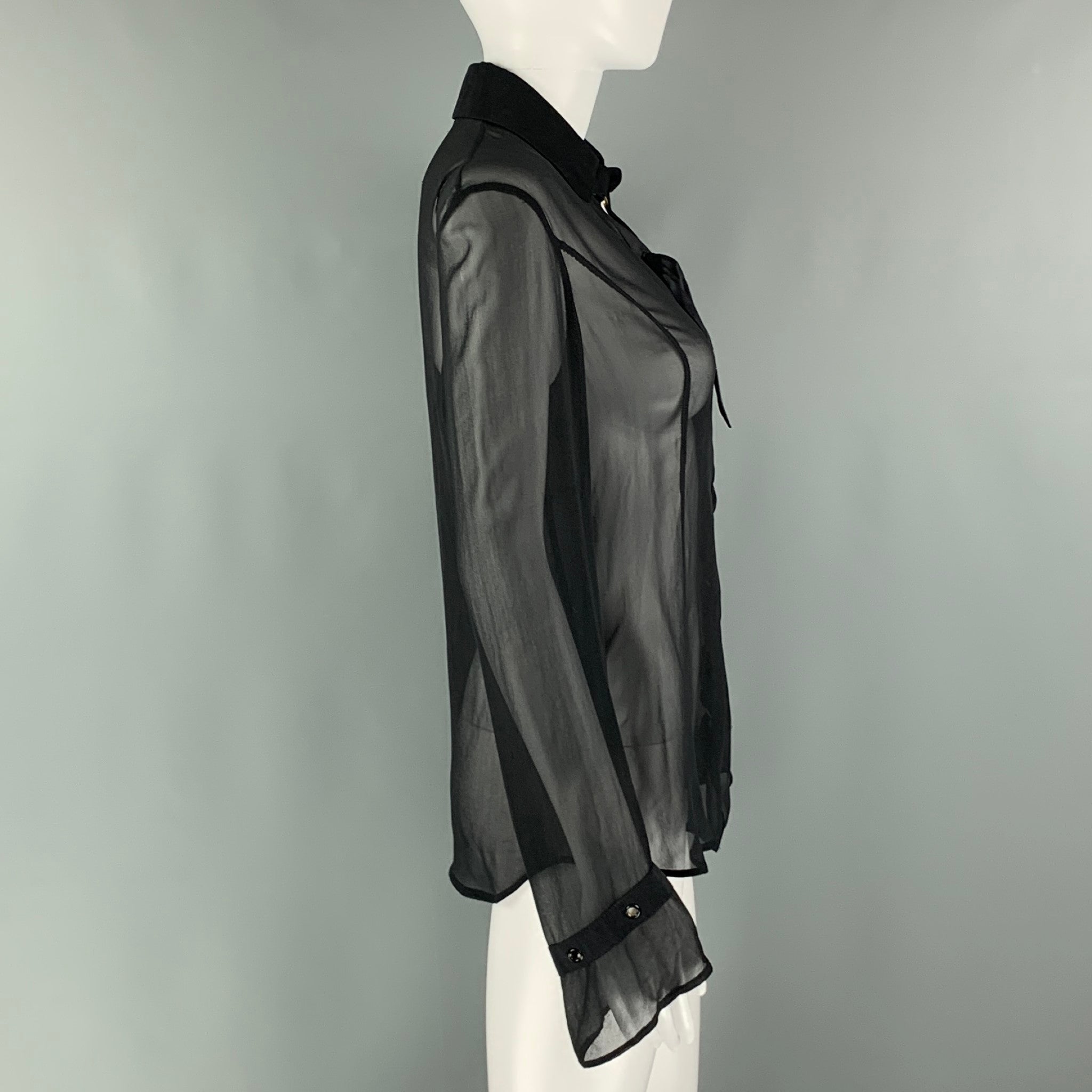VALENTINO Roma Size 6 Black Silk See Through Laced Blouse – Sui