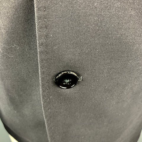 MESSAGERIE 36 Black Solid Polyester Blend Peak Lapel Single Breasted Sport Coat