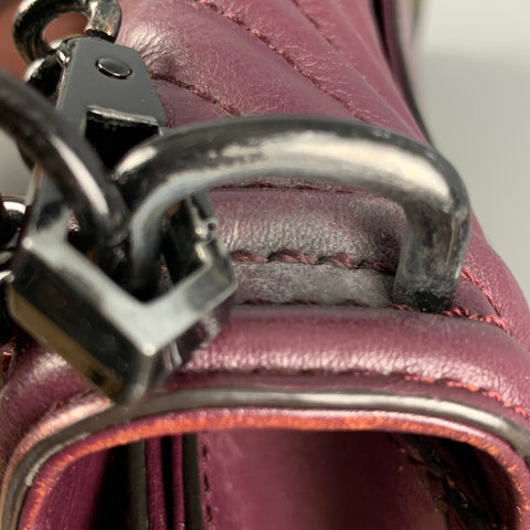 REBECCA MINKOFF Burgundy Quilted Chevron Leather Handbag
