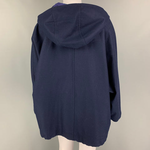 SOFIE D'HOORE Size 6 Navy Wool Polyurethane Hooded Cyril Coat