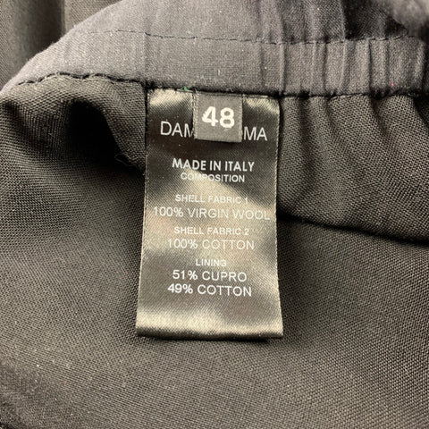 DAMIR DOMA Size 32 Black See Through Virgin Wool Drop-Crotch Casual Pants