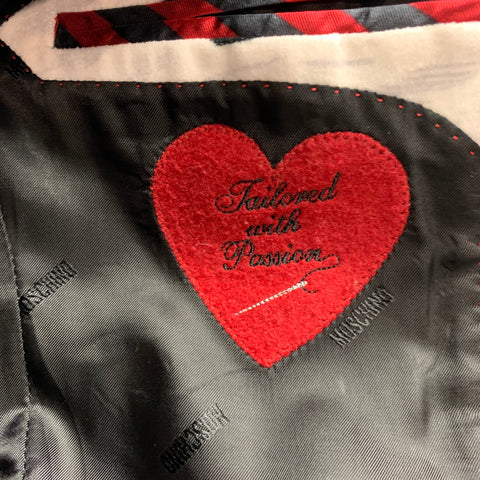 MOSCHINO F/W 14 Size 38 Black & White Print Cotton Velvet Sport Coat