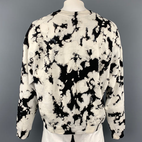 DANIEL PATRICK Size XL Black & White Tie Dye Cotton Crew-Neck Sweatshirt