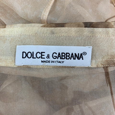 DOLCE & GABBANA Size 6 Beige Brown Silk Floral Pencil Skirt Set