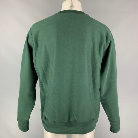 CHAMPION Taille M Sweat-shirt à col rond en coton graphique vert forêt