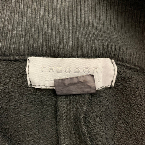 THEODOR Size XS Black Ribbed Cotton Blend Long Jacket
