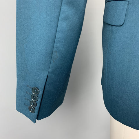 CALVIN KLEIN COLLECTION Size 38 Wool Notch Lapel Teal Sport Coat