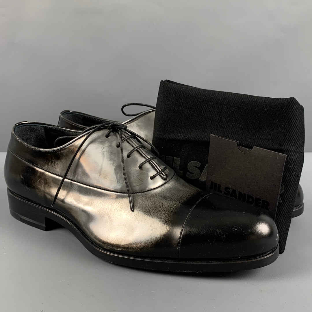 JIL SANDER Size 9.5 Black Silver Ombre Lace-Up Shoes