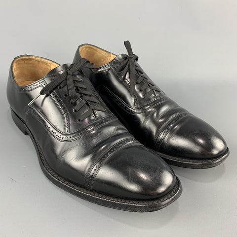 CHURCH'S Size 8.5 Black Perforated Leather Lace Up